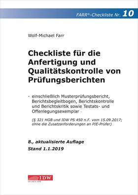 Farr | Checkliste 10 für die Anfertigung und Qualitätskontrolle von Prüfungsberichten. | Buch | 978-3-8021-2445-7 | sack.de