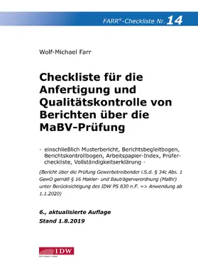 Farr | Farr, Checkliste 14 (Berichte MaBV-Prüfung), 6.A. | Buch | 978-3-8021-2461-7 | www.sack.de