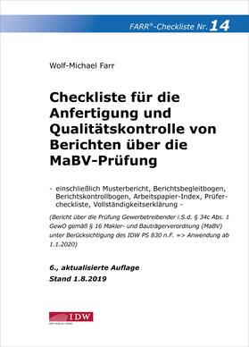 Farr | Farr, W: Checkliste 14 (Berichte MaBV-Prüfung), 6. A. | Buch | 978-3-8021-2461-7 | sack.de