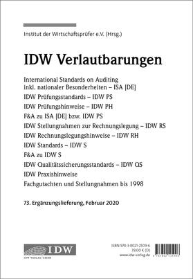 Institut der Wirtschaftsprüfer in Deutschland e.V. | IDW Prüfungsstandards. 73. Ergänzungslieferung | Loseblattwerk | sack.de