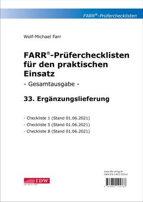 Farr | Farr, Prüfercheckl. 33. Erg.Lief. z. Grundwerk, inkl. CL 1,5 + 8 | Loseblattwerk | sack.de