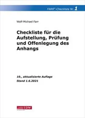 Farr |  Checkliste 1 (Aufstellung, Prüfung und Offenlegung des Anhangs) | Buch |  Sack Fachmedien