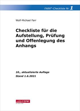 Farr | Checkliste 1 (Aufstellung, Prüfung und Offenlegung des Anhangs) | Buch | sack.de