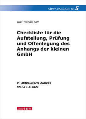Farr | Checkliste 5 (Anhang der kleinen GmbH) | Buch | 978-3-8021-2580-5 | sack.de