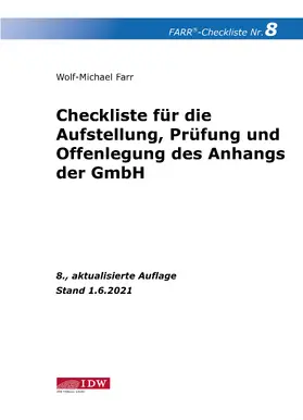 Farr | Farr, W: Checkliste 8 (Anhang der GmbH) | Buch | 978-3-8021-2581-2 | sack.de