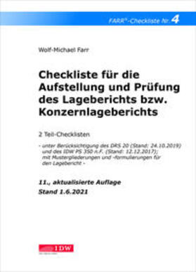 Farr |  Farr, W: Checkliste 4 für die Aufstellung und Prüfung des La | Buch |  Sack Fachmedien