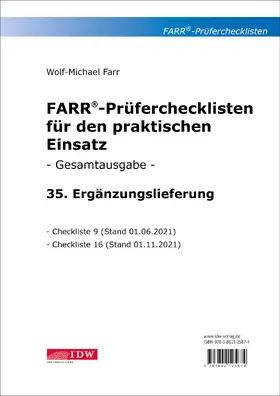 Farr | Farr, Prüfercheckl. 35. Erg.Lief. z. Grundwerk, inkl. CL 9 + 16 | Loseblattwerk | sack.de