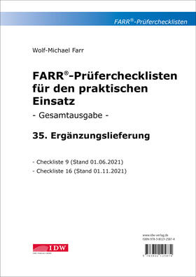 Farr | Farr, Prüfercheckl. 35. Erg.Lief. z. Grundwerk, inkl. CL 9 + 16 | Loseblattwerk | sack.de