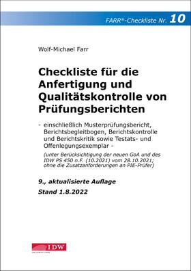Farr | Checkliste 10 für die Anfertigung und Qualitätskontrolle von Prüfungsberichten | Buch | 978-3-8021-2742-7 | sack.de