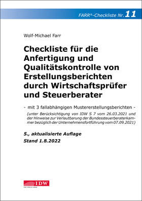 Farr | Farr, W: Checkliste 11 für die Anfertigung und Qualitätskont | Buch | 978-3-8021-2743-4 | sack.de