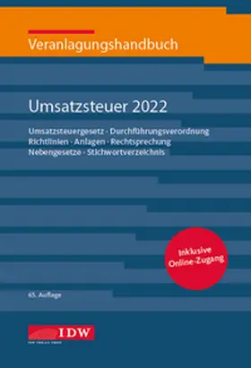 Institut der Wirtschaftsprüfer in Deutschland e.V. |  Veranlagungshandb. Umsatzsteuer 2022, 65. A. | Buch |  Sack Fachmedien