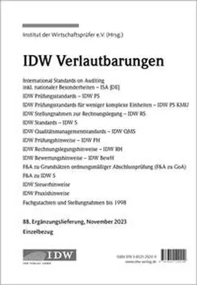 Institut der Wirtschaftsprüfer in Deutschland e.V. | IDW, 88. Erg.-Lief. IDW Verlautbarungen November 2023 | Loseblattwerk | sack.de
