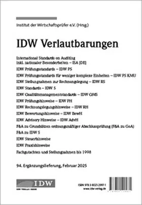 IDW Verlag |  IDW Verlautbarungen 94. Ergänzungslieferung Februar 2025 | Loseblattwerk |  Sack Fachmedien
