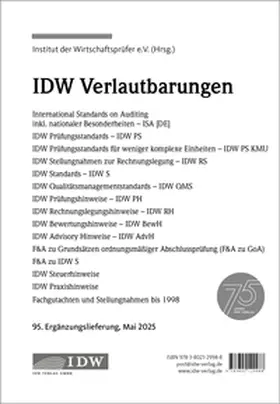 IDW Verlag |  IDW, 95. Erg.-Lief. IDW Verlautbarungen Mai 2025 | Loseblattwerk |  Sack Fachmedien