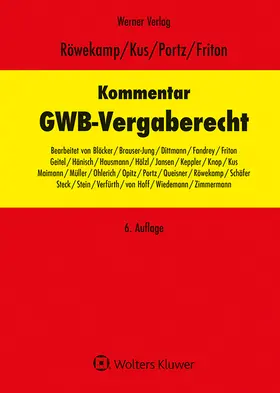 Röwekamp / Kus / Portz | Kommentar zum GWB-Vergaberecht | Buch | 978-3-8041-5577-0 | sack.de