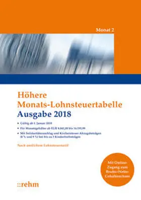 Höhere Monats-Lohnsteuertabelle 2018 | Buch | 978-3-8073-2635-1 | sack.de