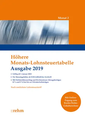 Höhere Monats-Lohnsteuertabelle 2019 | Buch | 978-3-8073-2686-3 | sack.de