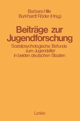 Roeder / Hille |  Beiträge zur Jugendforschung | Buch |  Sack Fachmedien