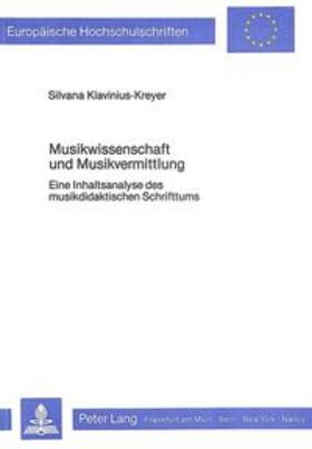 Klavinius-Kreyer | Musikwissenschaft und Musikvermittlung | Buch | 978-3-8204-5476-5 | sack.de