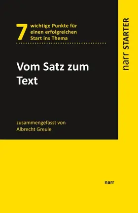 Greule |  Vom Satz zum Text | Buch |  Sack Fachmedien