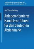  Anlegerorientierte Handelsverfahren für den deutschen Aktien | Buch |  Sack Fachmedien