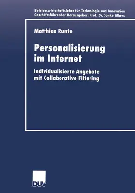 Runte |  Personalisierung im Internet | Buch |  Sack Fachmedien