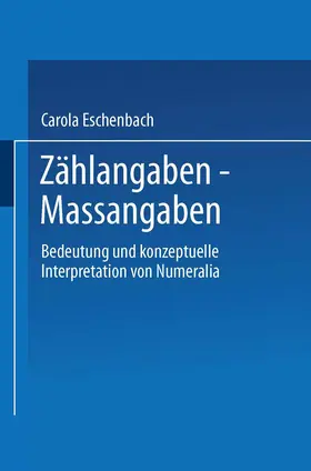 Eschenbach |  Zählangaben - Maßangaben | Buch |  Sack Fachmedien