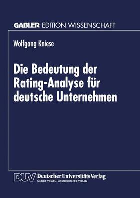 Die Bedeutung der Rating-Analyse für deutsche Unternehmen | Buch | 978-3-8244-6296-4 | sack.de
