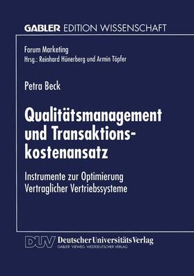 Qualitätsmanagement und Transaktionskostenansatz | Buch |  Sack Fachmedien