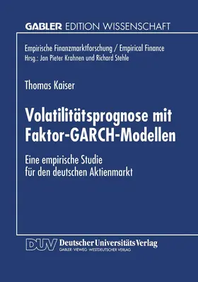  Volatilitätsprognose mit Faktor-GARCH-Modellen | Buch |  Sack Fachmedien