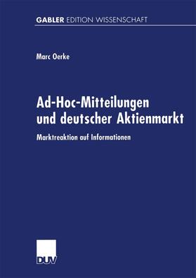  Ad-Hoc-Mitteilungen und deutscher Aktienmarkt | Buch |  Sack Fachmedien