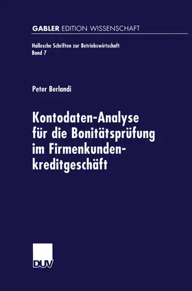  Kontodaten-Analyse für die Bonitätsprüfung im Firmenkundenkreditgeschäft | Buch |  Sack Fachmedien