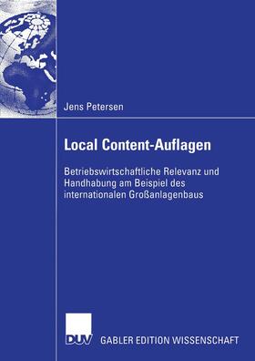 Petersen |  Petersen, J: Local Content-Auflagen | Buch |  Sack Fachmedien