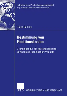 Schlink |  Bestimmung von Funktionskosten | Buch |  Sack Fachmedien