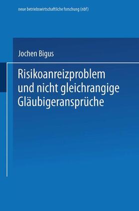  Risikoanreizproblem und nicht gleichrangige Gläubigeransprüc | Buch |  Sack Fachmedien