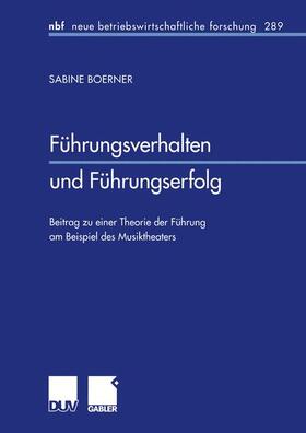 Boerner | Boerner, S: Führungsverhalten und Führungserfolg | Buch | 978-3-8244-9083-7 | sack.de
