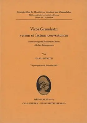Löwith |  Vicos Grundsatz: verum et factum convertuntur | Buch |  Sack Fachmedien