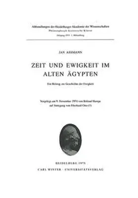 Assmann |  Zeit und Ewigkeit im alten Ägypten | Buch |  Sack Fachmedien