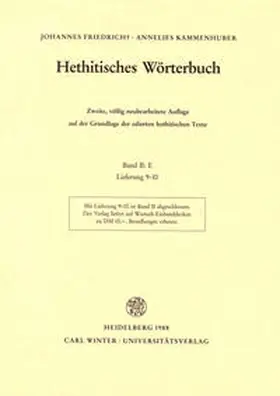 Friedrich / Kammenhuber |  Hethitisches Wörterbuch / E | Buch |  Sack Fachmedien