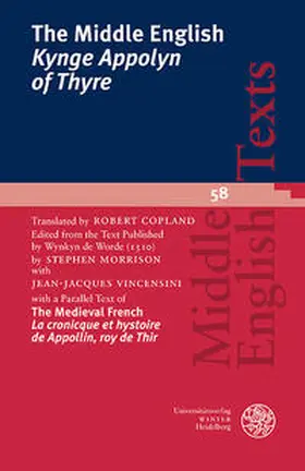 Morrison / Vincensini / Worde |  The Middle English ‘Kynge Appolyn of Thyre’ | Buch |  Sack Fachmedien