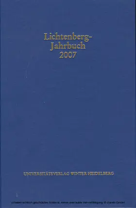  Lichtenberg-Jahrbuch 2007 | eBook | Sack Fachmedien