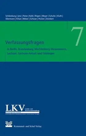 Schöneburg / Janz / Peine |  Verfassungsfragen in den Ländern Berlin, Brandenburg, Mecklenburg-Vorpommern, Sachsen, Sachsen-Anhalt und Thüringen | Buch |  Sack Fachmedien