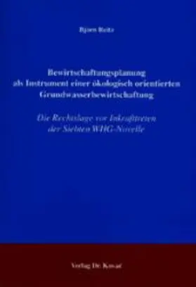 Reitz |  Bewirtschaftungsplanung als Instrument einer ökologisch orientierten Grundwasserbewirtschaftung | Buch |  Sack Fachmedien