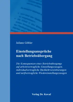 Göhler |  Einstellungsansprüche nach Betriebsübergang | Buch |  Sack Fachmedien