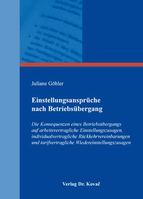 Göhler | Einstellungsansprüche nach Betriebsübergang | Buch | 978-3-8300-8525-6 | sack.de