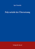 Panasiuk |  Polyvarietät der Übersetzung | Buch |  Sack Fachmedien
