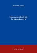 Adams |  Managementkontrolle im Aktienkonzern | Buch |  Sack Fachmedien