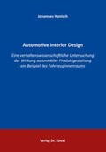 Hanisch |  Automotive Interior Design | Buch |  Sack Fachmedien