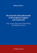 Marter |  Die abstrakte Klauselkontrolle in Deutschland, England und Frankreich | Buch |  Sack Fachmedien
