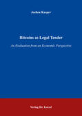 Kasper |  Bitcoins as Legal Tender | Buch |  Sack Fachmedien